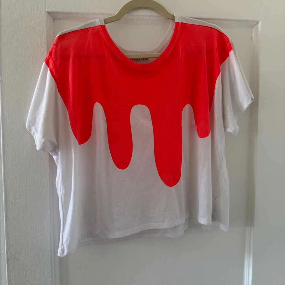 WORN ON BROAD CITY! Red and White Drip T-Shirt